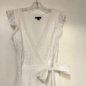 J Crew White Eyelet Belted Wrap Sundress